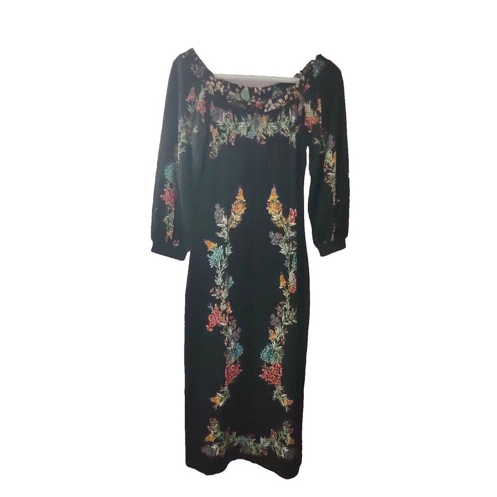 FARM Rio Black Maxi Dress with Floral Embroidery